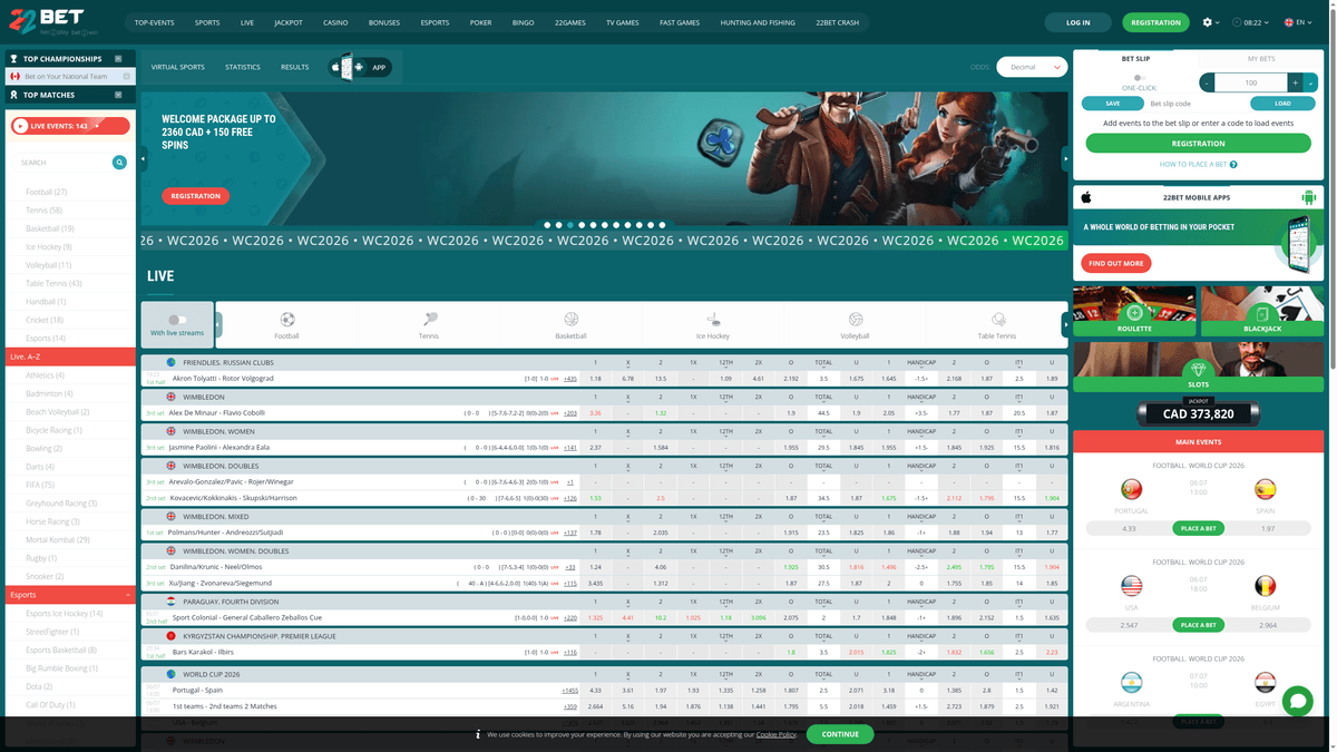 22Bet bonuses & promotions