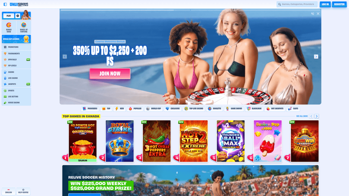 OnlySpins bonuses & promotions